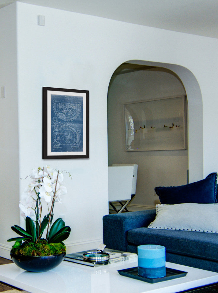 "Gears 1912 Blueprint" Framed Painting Print