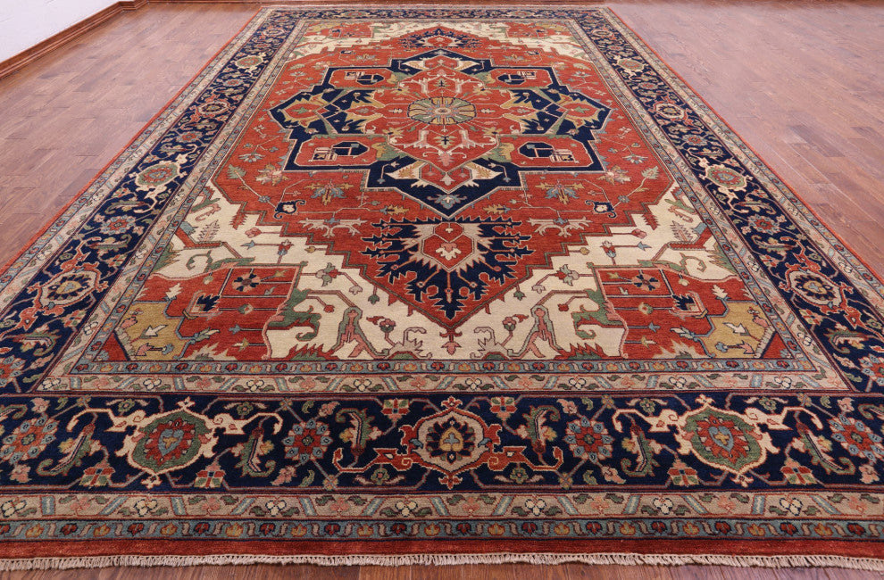 Heriz Serapi Hand-Knotted Wool Rug 11' 11" X 17' 9" - Q16018