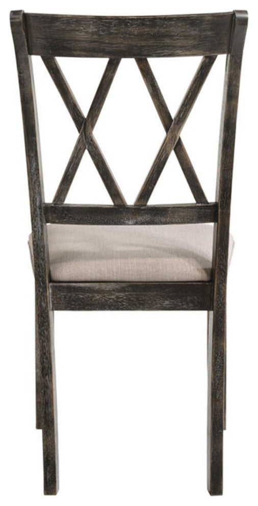 Set of 2 Upholstered Side Chair, Weathered Gray Finish