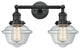2-Light Oxford 17" Bath Fixture, Matte Black, Glass: Clear