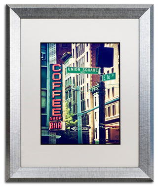 Philippe Hugonnard 'NYC Coffee Bar', Silver Frame, White Mat, 14x11