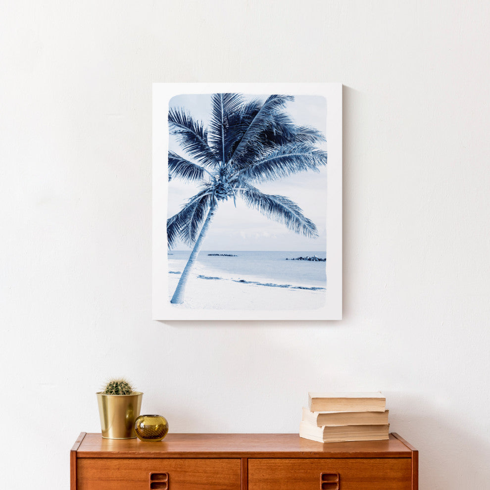 Navy Beach Palm 16x20 Canvas Wall Art