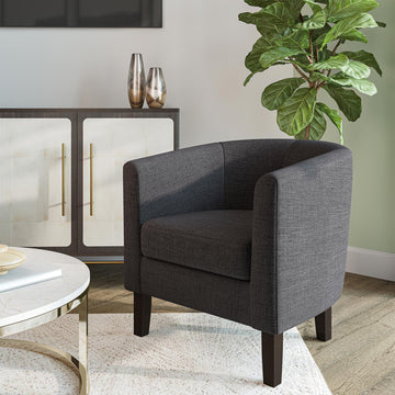 Modern Club Chair Barrel Design, Gray
