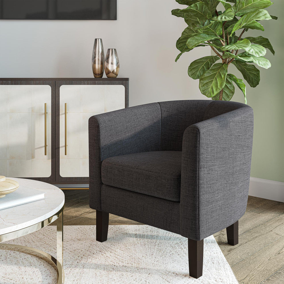 Modern Club Chair Barrel Design, Gray