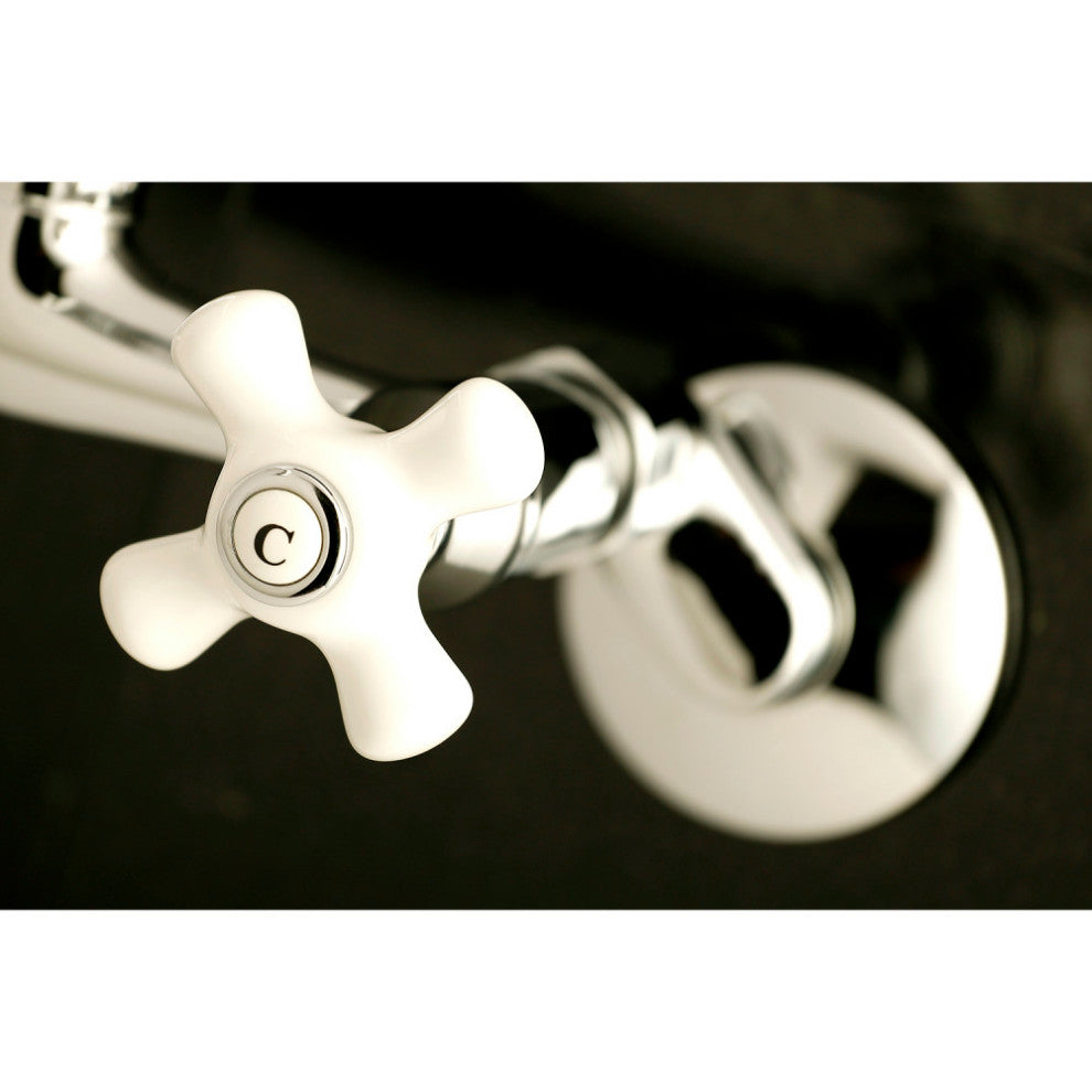 KS614C Kingston Two Handle Wall Mount Kitchen Faucet, Polished Chrome