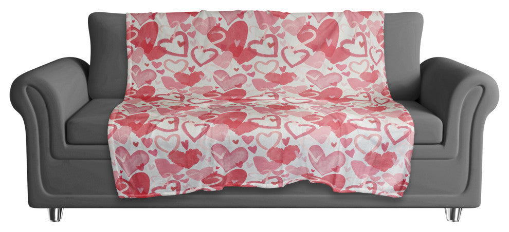 Heart Cluster Pattern 50"x60" Coral Fleece Blanket