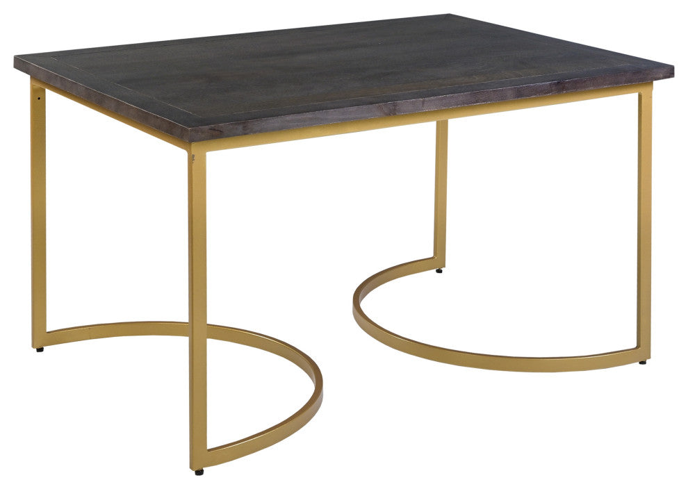 Benzara UPT-271297 Metal Nesting Coffee Table - 3 pcs set, Dark Brown, Gold