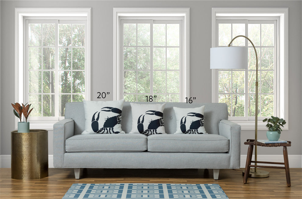 20x20" Lobster Fest Nautical Decorative Indoor Pillow, Dusty Smoke