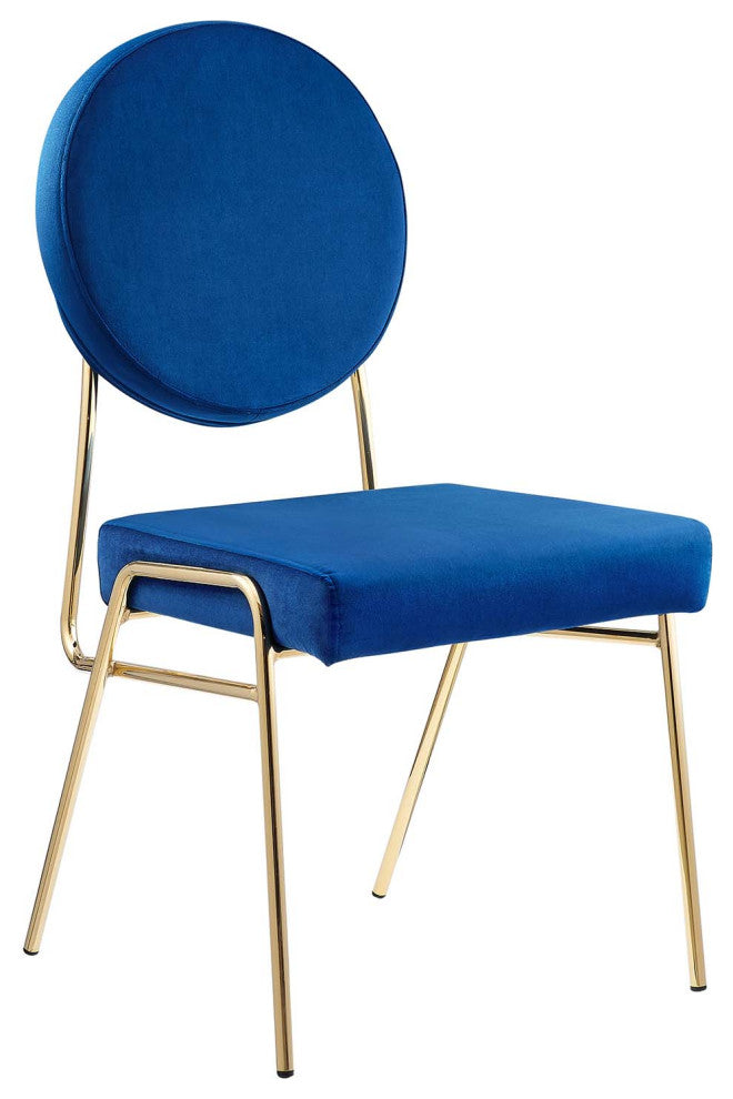Craft Performance Velvet Dining Side Chairs, Set of 2, Gold Navy