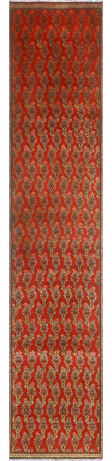 Fine Vintage Distressed Mariam Red/Beige Runner, 1'6x7'4