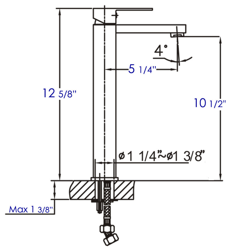 ALFI brand AB1129-BN Single Lever Tall Square Bath Faucet In Brushed Nickel