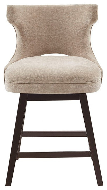 Madison Park Emmett Bar Stools Swivel Height Upholstered Counter Stool, Beige