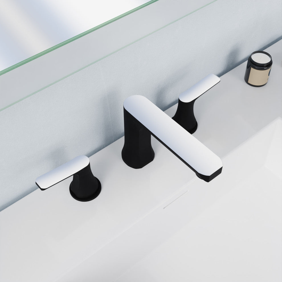2-Handle 3-Hole Widespread Bathroom Faucet, Matte Black and Chrome