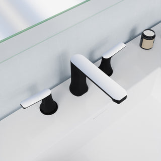 2-Handle 3-Hole Widespread Bathroom Faucet, Matte Black and Chrome