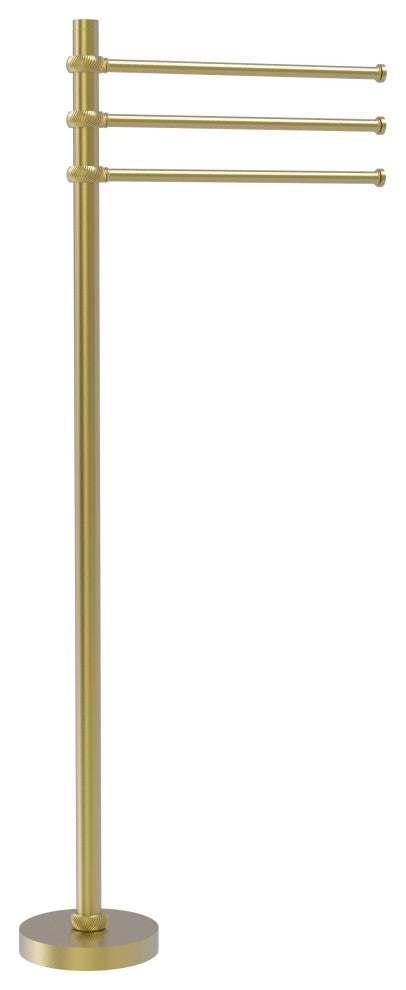 Towel Stand with 3 Pivoting 12" Arms, Satin Brass