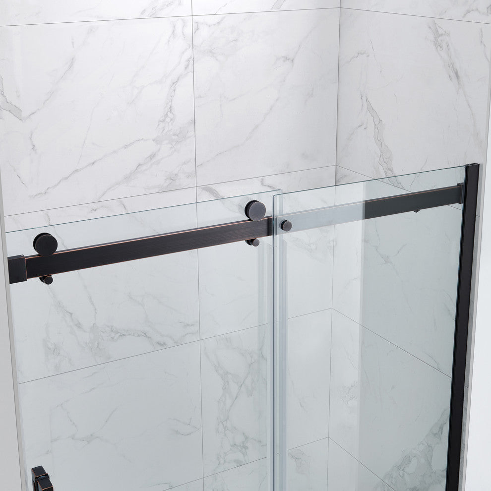 Bel Soft-Close Frameless Sliding Soft Close Shower Door, Oil Rubbed Bronze, 60"