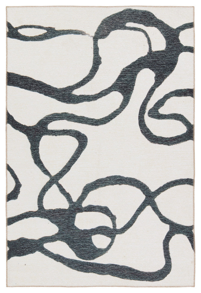 Cosme Powerloomed Indoor Abstract White/Gray Area Rug 4'2"X6'