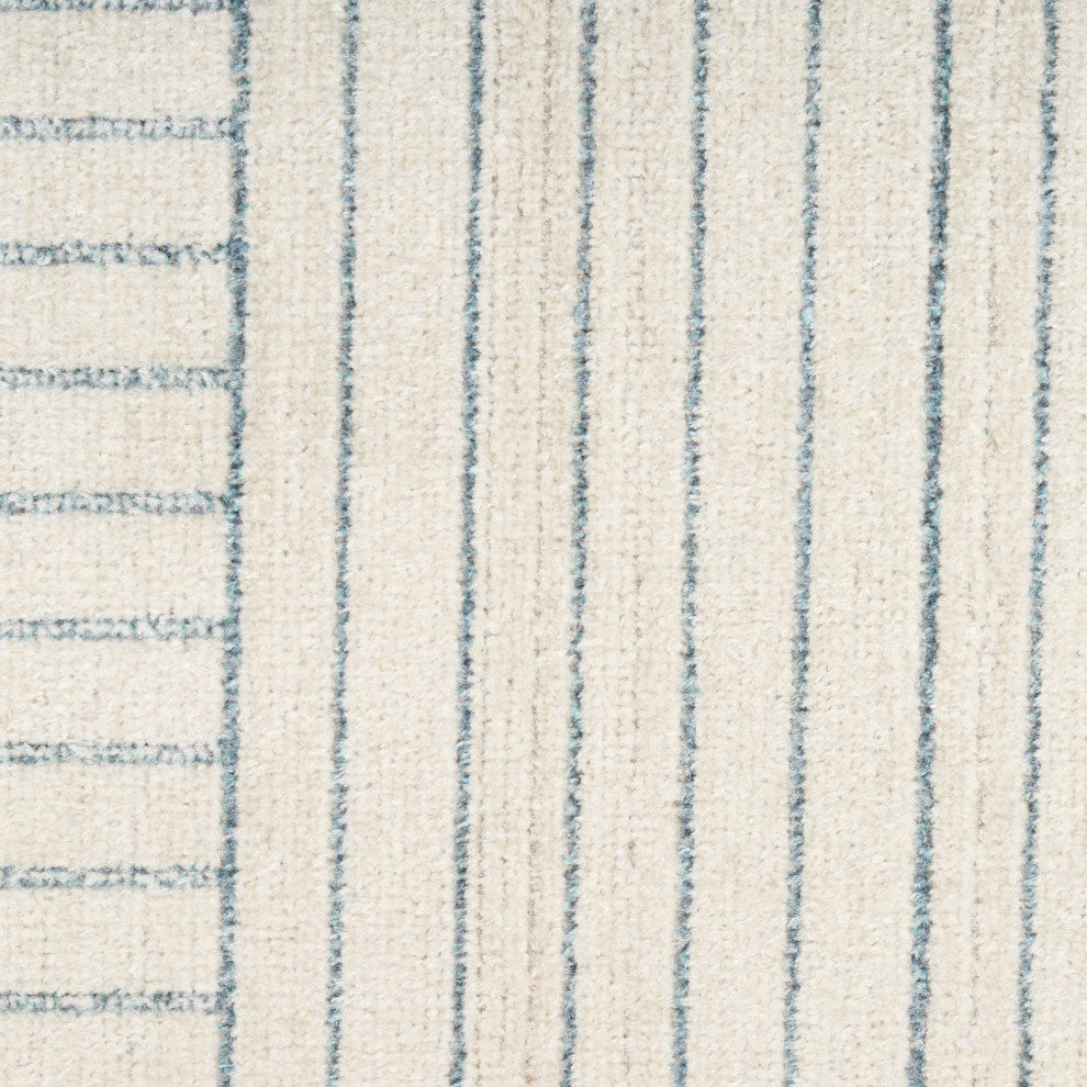 Nourison Washable Decor 9' x 12' Cream Blue Modern Indoor Rug