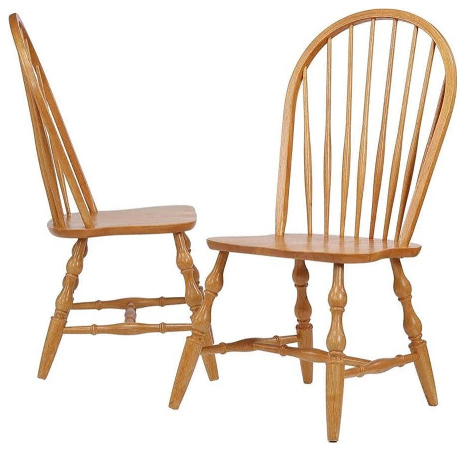 Sunset Trading Oak Selections 18" Wood Windsor Dining Chair in Oak (Set of 2)