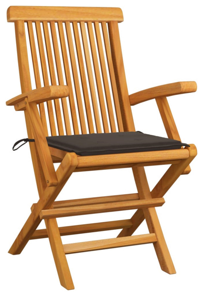 vidaXL Garden Chairs With Taupe Cushions, Set of 4, Solid Teak Wood
