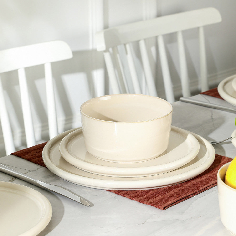 Stone Lain Eden Stoneware Cereal Bowl Set of 4, Beige