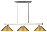 Cobalt Collection 3 Light Billiard Light in Brushed Nickel Finish