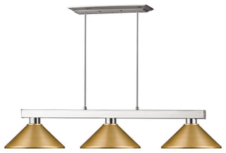 Cobalt Collection 3 Light Billiard Light in Brushed Nickel Finish