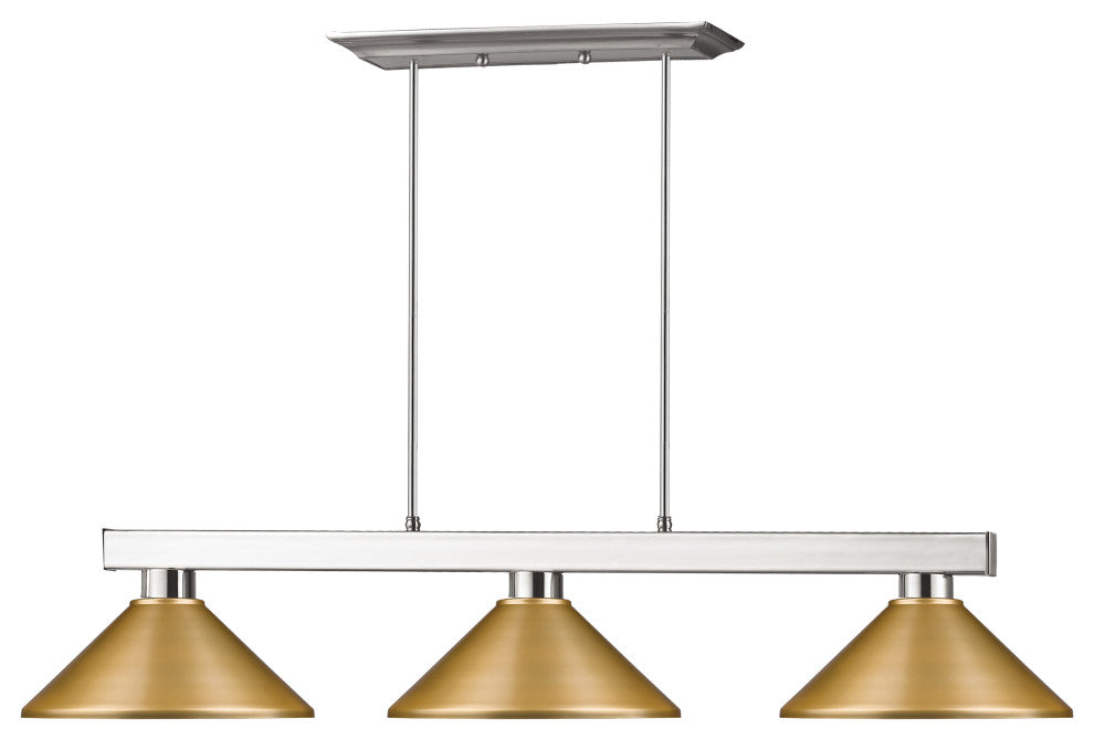 Cobalt Collection 3 Light Billiard Light in Brushed Nickel Finish