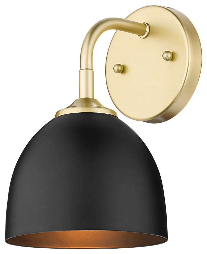 Zoey 1 Light Wall Sconce, Olympic Gold With Black