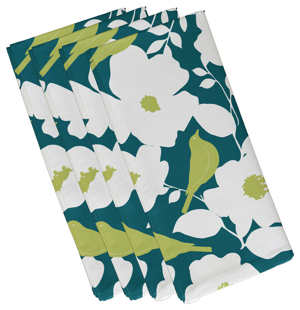 Modfloral, Floral Print Napkin, Teal, Set of 4