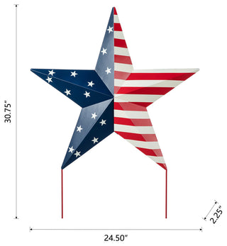 30.75"H Metal Patriotic Star Yard stake or Wall Decor