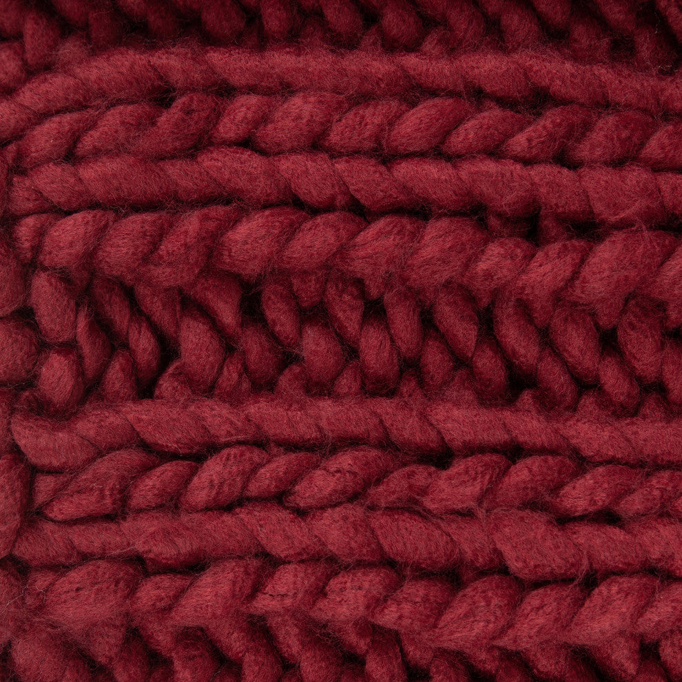 Chunky Knit Throw Blanket, Red 50x60