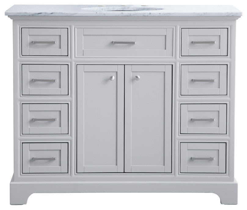 Amber Single Bathroom Vanity, Blue, Light Grey, 42"