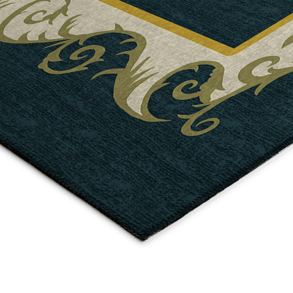 Indoor/Outdoor Kendall KE4 Black Machine Washable 9' x 12' Rug