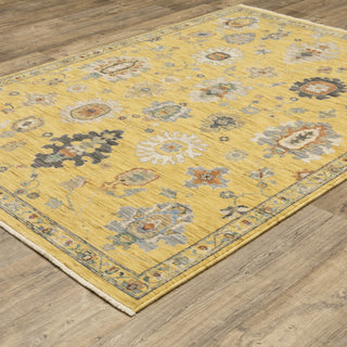 Leoness Vintage Traditional Yellow/ Multi Area Rug, 5'3" x 7'6"