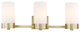 3-Light Brass Vanity Light, Frosted Shade