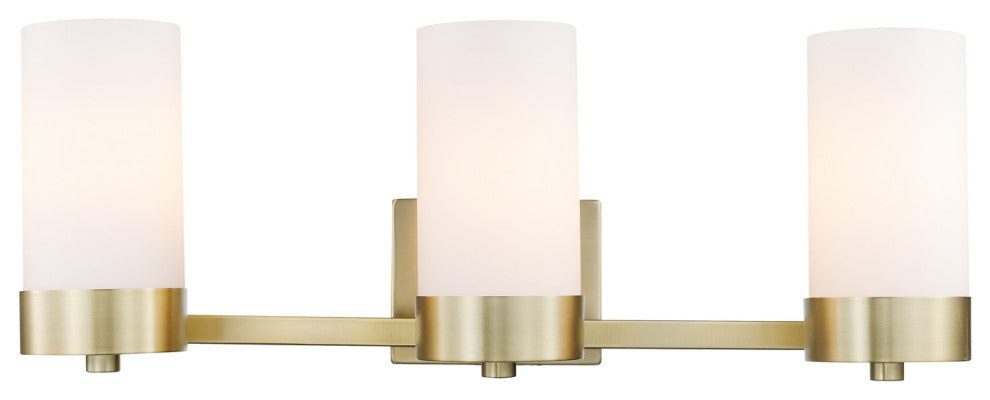 3-Light Brass Vanity Light, Frosted Shade