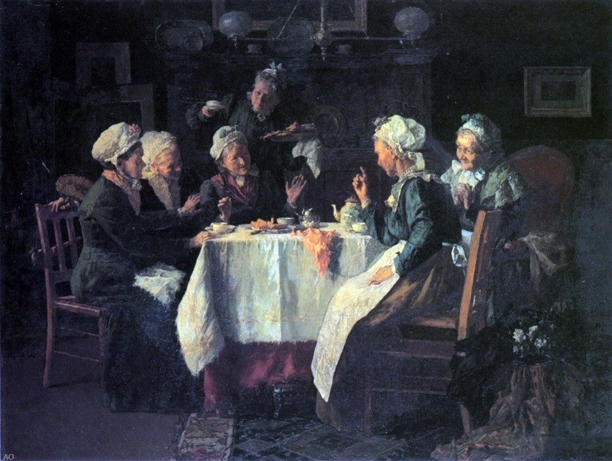 Louis C Moeller The Tea Party, 21"x28" Gallery Wrapped Canvas Print
