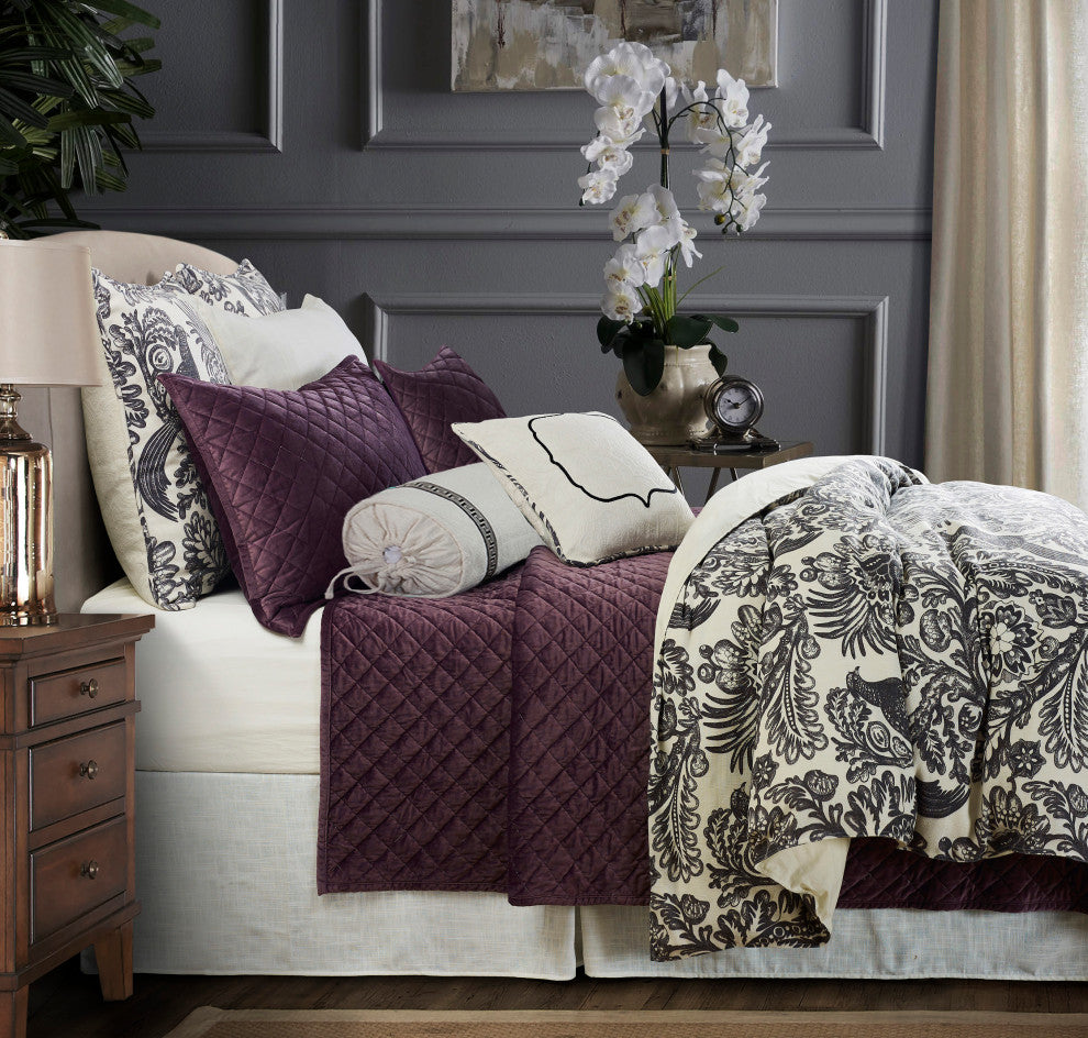 6-PieceAugusta Toile Duvet Package, Super Queen Amethyst