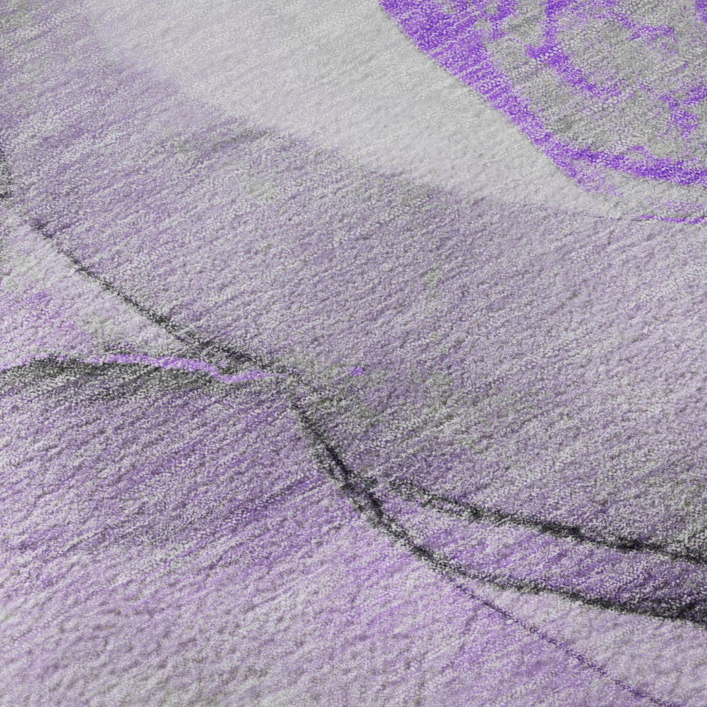 Premium Machine Washable Mayfield AMF506 Purple 2'3" x 7'6" Runner Rug