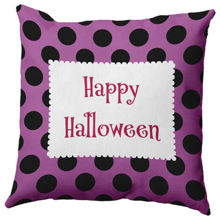 Happy Halloween Dots Accent Pillow, Orchid, 20"x20"