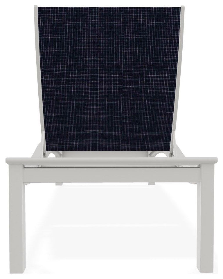 Bazza Sling 4-Position Contour Outdoor Chaise Lounge, Moments Navy/Snow