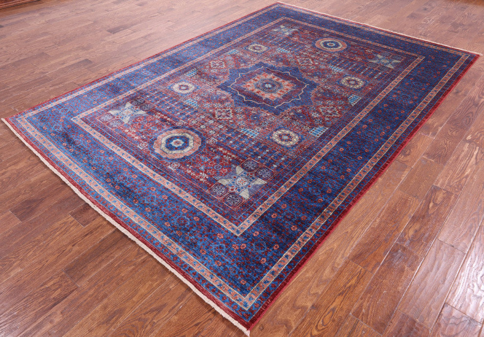 Handmade Mamluk Geometric Wool Rug 6' 9" X 9' 8" - Q12247