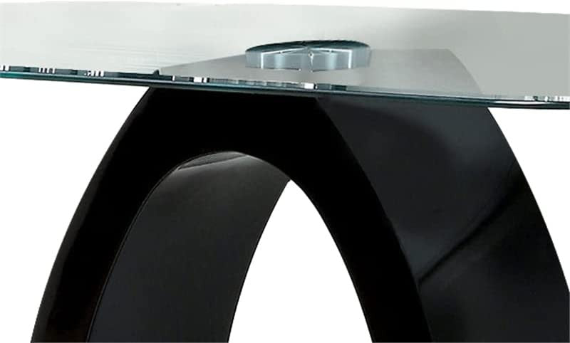 Benzara BM207924 Contemporary Glass Top Sofa Table with O Shape Base, Black