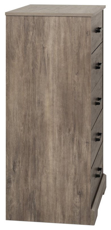 Rustic Ridge Brown 5 Drawer 18.5D x 27.5W x 43.5H Dresser