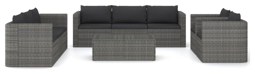 Vidaxl 9 Piece Garden Lounge Set With Cushions Poly Rattan Gray