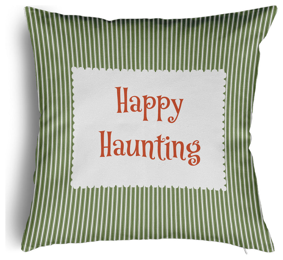 Happy Haunting Ticking Accent Pillow With Removable Insert, Scallion, 20"x20"