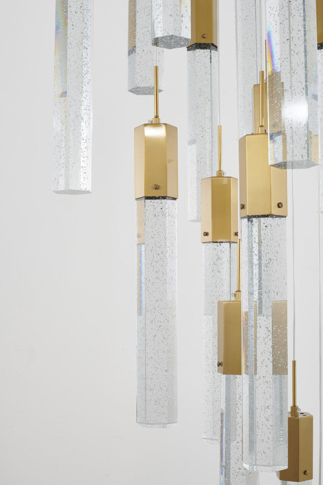25-Light Gold Stainless Steel Chandelier With Crystals