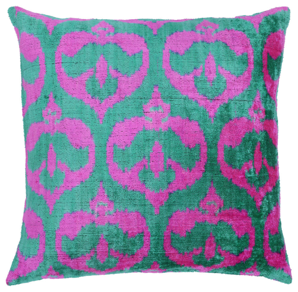 Canvello Decorative Green Pink Pillows For Couch With Down Insert 18"x18"