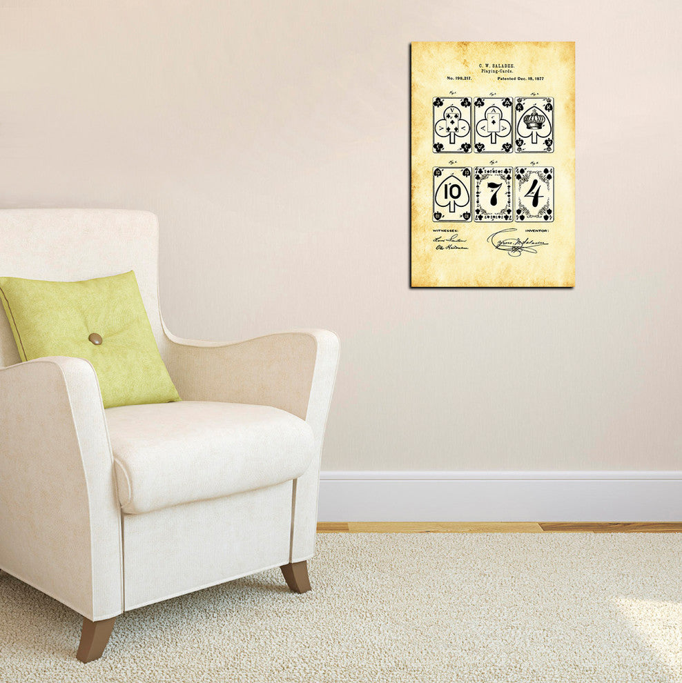 Epic Graffiti "Playing Cards Vintage Patent" Giclee Canvas Wall Art, 12"x18"